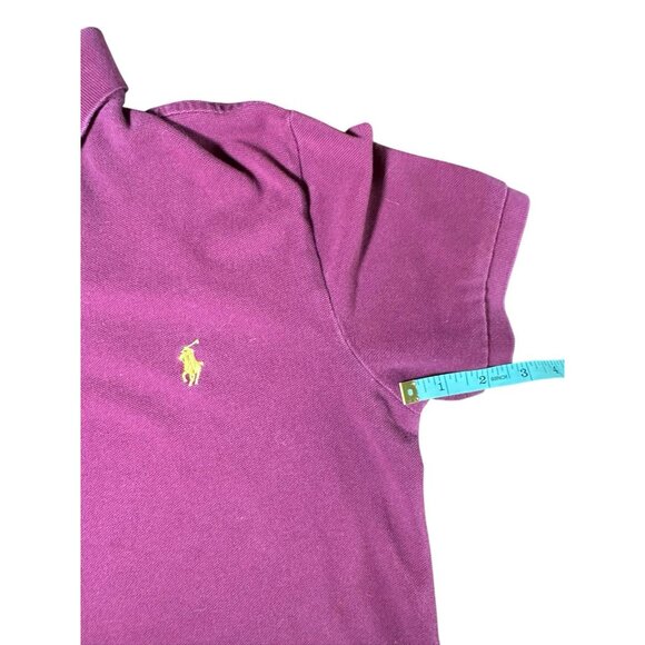 Polo Ralph Lauren Collared Shirt Burgundy Yellow Pony Mens Medium Wine Color - Picture 6 of 7